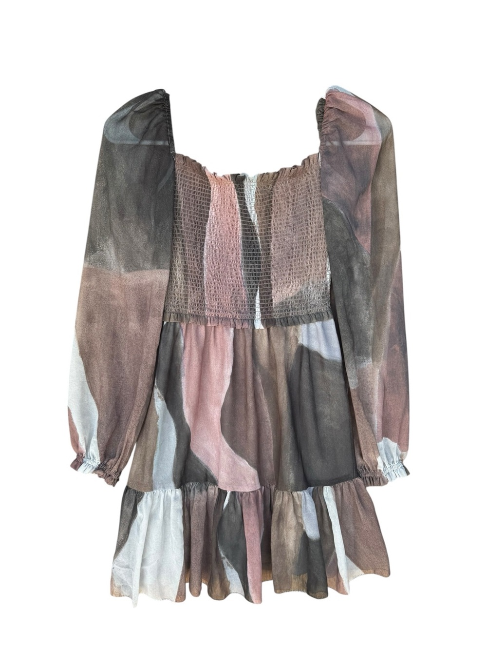 Wilfred Aritzia Multi-Color Smocked Tiered Mini Dress